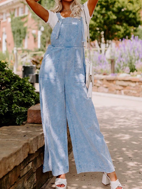 Impressions Pants - THE MEENA DENIM OVERALLS IN LIGHT WASH